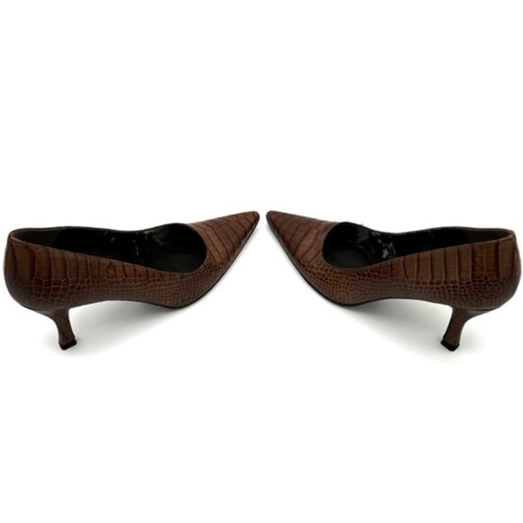 GUC-Stuart Weitzman Brown Embossed Leather Heels - 39 - Picture 2 of 4